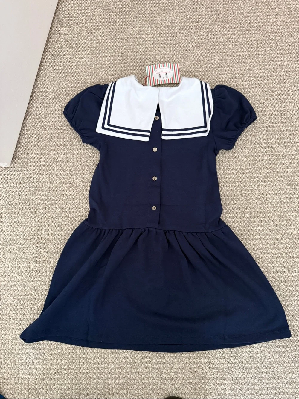 Classic Navy Sailor Dress for Girls - La Coqueta Size 7